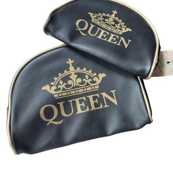 NWT Two Queen Black and Gold Cosmetic Bag Duo - Picture 1 of 1